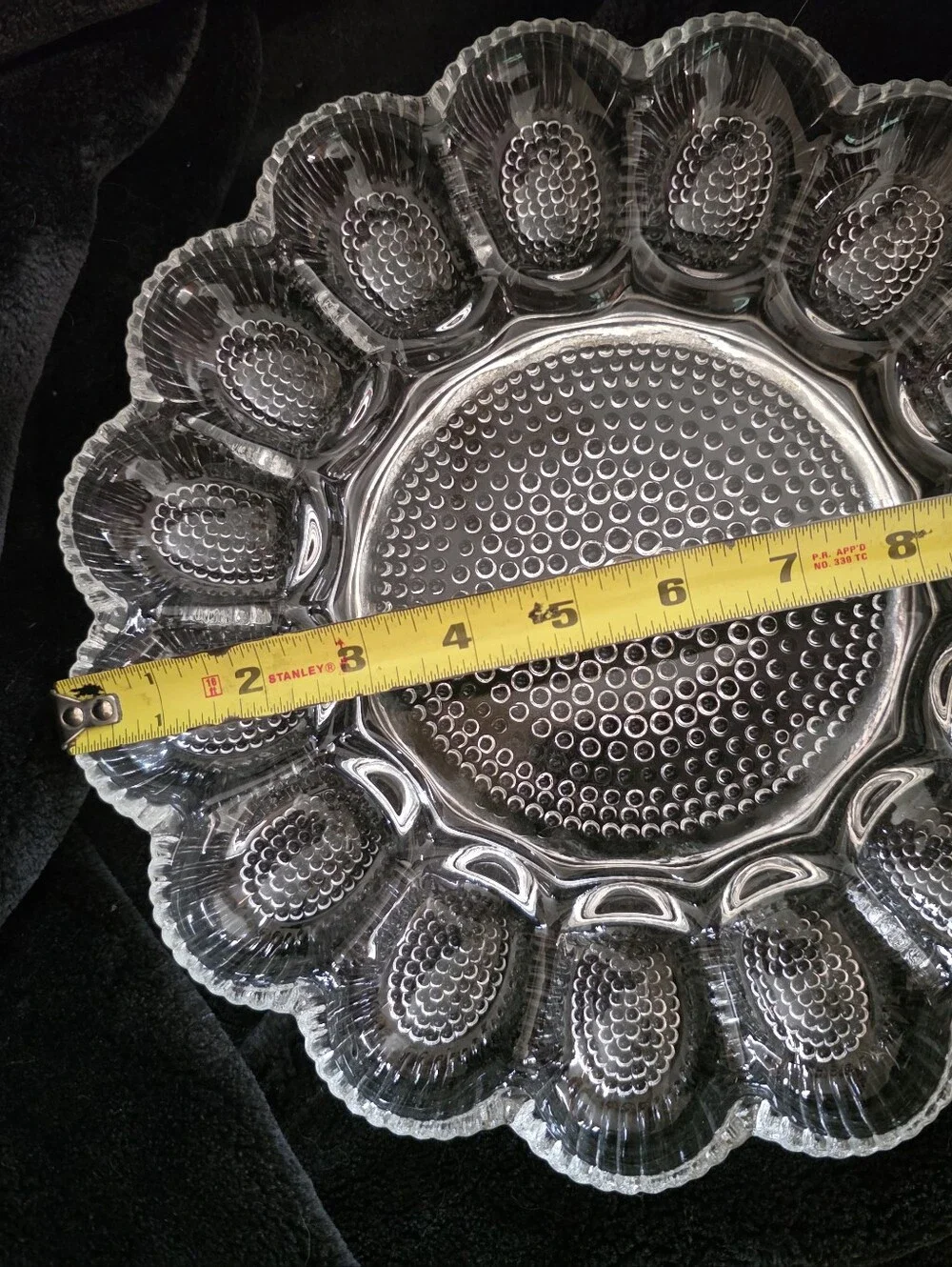 Vintage Indiana Glass Clear Hobnail Deviled Egg Plate Serving Platter 11”